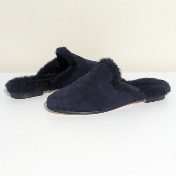 Manolo Blahnik Mariamu Italy Suede Leather Shearling...